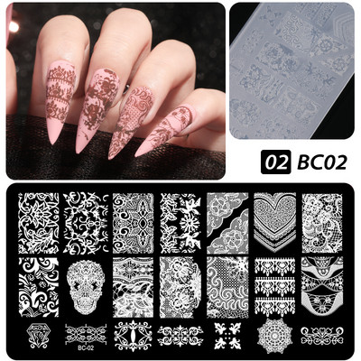 Πρότυπα CNHIDS Nail Art Πλάκα σφράγισης DIY Μοτίβο σχεδίασης Πλαστικό στένσιλ νυχιών Εργαλεία μανικιούρ Υφή προτύπου
