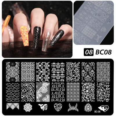 Πρότυπα CNHIDS Nail Art Πλάκα σφράγισης DIY Μοτίβο σχεδίασης Πλαστικό στένσιλ νυχιών Εργαλεία μανικιούρ Υφή προτύπου