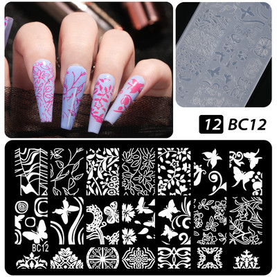 Πρότυπα CNHIDS Nail Art Πλάκα σφράγισης DIY Μοτίβο σχεδίασης Πλαστικό στένσιλ νυχιών Εργαλεία μανικιούρ Υφή προτύπου