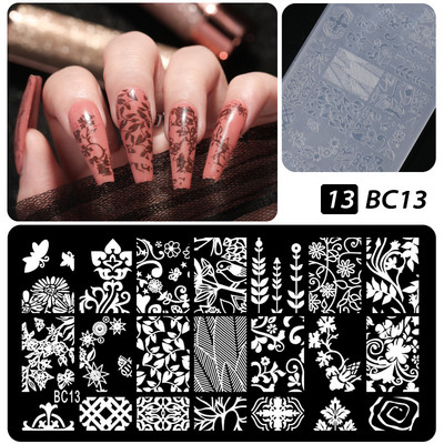 Πρότυπα CNHIDS Nail Art Πλάκα σφράγισης DIY Μοτίβο σχεδίασης Πλαστικό στένσιλ νυχιών Εργαλεία μανικιούρ Υφή προτύπου