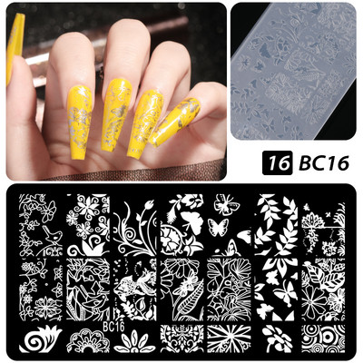 Πρότυπα CNHIDS Nail Art Πλάκα σφράγισης DIY Μοτίβο σχεδίασης Πλαστικό στένσιλ νυχιών Εργαλεία μανικιούρ Υφή προτύπου