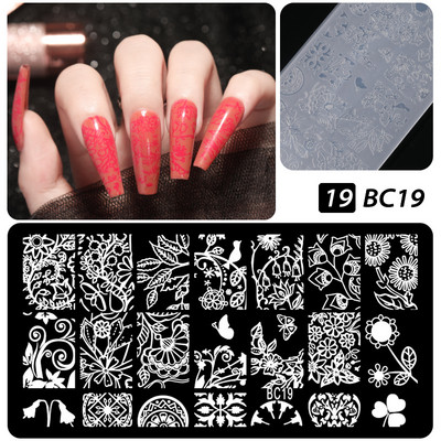 Πρότυπα CNHIDS Nail Art Πλάκα σφράγισης DIY Μοτίβο σχεδίασης Πλαστικό στένσιλ νυχιών Εργαλεία μανικιούρ Υφή προτύπου