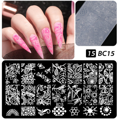 Πρότυπα CNHIDS Nail Art Πλάκα σφράγισης DIY Μοτίβο σχεδίασης Πλαστικό στένσιλ νυχιών Εργαλεία μανικιούρ Υφή προτύπου
