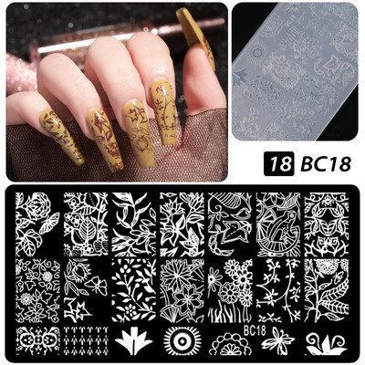 Πρότυπα CNHIDS Nail Art Πλάκα σφράγισης DIY Μοτίβο σχεδίασης Πλαστικό στένσιλ νυχιών Εργαλεία μανικιούρ Υφή προτύπου