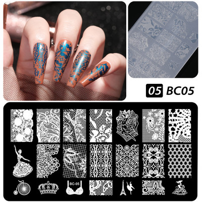 Πρότυπα CNHIDS Nail Art Πλάκα σφράγισης DIY Μοτίβο σχεδίασης Πλαστικό στένσιλ νυχιών Εργαλεία μανικιούρ Υφή προτύπου