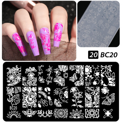 Πρότυπα CNHIDS Nail Art Πλάκα σφράγισης DIY Μοτίβο σχεδίασης Πλαστικό στένσιλ νυχιών Εργαλεία μανικιούρ Υφή προτύπου