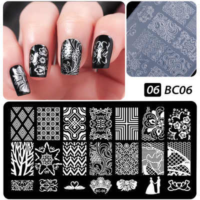 Πρότυπα CNHIDS Nail Art Πλάκα σφράγισης DIY Μοτίβο σχεδίασης Πλαστικό στένσιλ νυχιών Εργαλεία μανικιούρ Υφή προτύπου