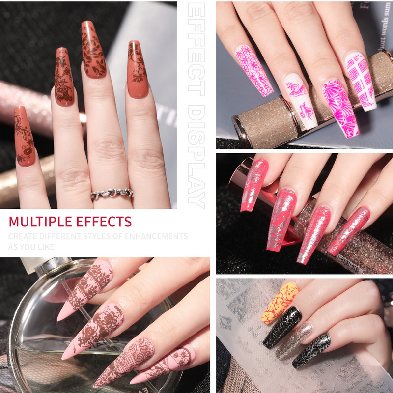 Πρότυπα CNHIDS Nail Art Πλάκα σφράγισης DIY Μοτίβο σχεδίασης Πλαστικό στένσιλ νυχιών Εργαλεία μανικιούρ Υφή προτύπου