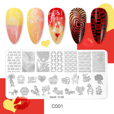 ROSALIND Πλάκες σφράγισης νυχιών Καλούπι ξύστρα DIY Φύλλα λουλουδιών Εικόνα κουκκίδας ζωγραφισμένη για ζωγραφική Εργαλεία προτύπων σχεδίασης νυχιών τέχνης