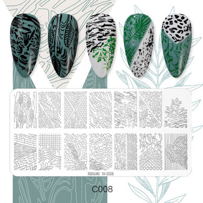 ROSALIND Πλάκες σφράγισης νυχιών Καλούπι ξύστρα DIY Φύλλα λουλουδιών Εικόνα κουκκίδας ζωγραφισμένη για ζωγραφική Εργαλεία προτύπων σχεδίασης νυχιών τέχνης