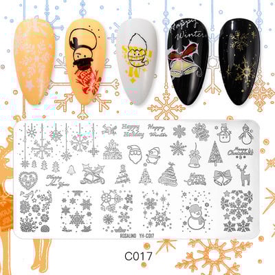 ROSALIND Πλάκες σφράγισης νυχιών Καλούπι ξύστρα DIY Φύλλα λουλουδιών Εικόνα κουκκίδας ζωγραφισμένη για ζωγραφική Εργαλεία προτύπων σχεδίασης νυχιών τέχνης