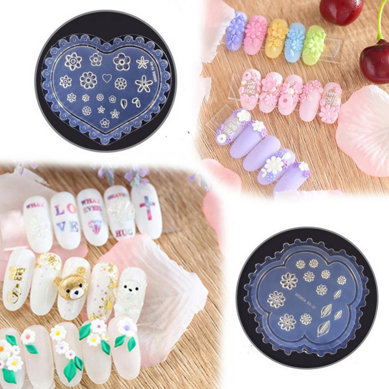 Hot Nail Art Mould Silicone Leaves Flower DIY Εργαλεία διακόσμησης κοσμημάτων χειροτεχνίας Πρότυπα σαλονιού μανικιούρ Αξεσουάρ