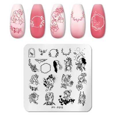 PICT You Splashes Geometry Nail Stamping Plates Εργαλεία από ανοξείδωτο ατσάλι Εργαλεία Nail Art Stamp Stamp Design Stencil Tools DIY