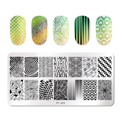 PICT You Splashes Geometry Nail Stamping Plates Εργαλεία από ανοξείδωτο ατσάλι Εργαλεία Nail Art Stamp Stamp Design Stencil Tools DIY