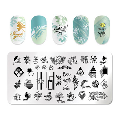 PICT You Splashes Geometry Nail Stamping Plates Εργαλεία από ανοξείδωτο ατσάλι Εργαλεία Nail Art Stamp Stamp Design Stencil Tools DIY