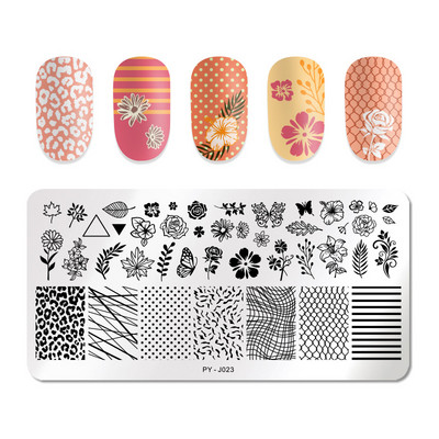 PICT You Splashes Geometry Nail Stamping Plates Εργαλεία από ανοξείδωτο ατσάλι Εργαλεία Nail Art Stamp Stamp Design Stencil Tools DIY