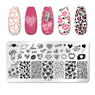 PICT You Valentine`s Day Nail Stamping Plates Rose Flower Love Nail Art Plate Инструменти за шаблони за дизайн на нокти от неръждаема стомана