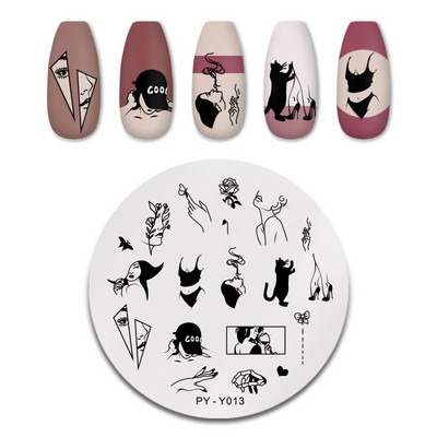 PICT You Valentine`s Day Nail Stamping Plate Rose Flower Love Nail Art Plate από ανοξείδωτο ατσάλι Εργαλεία στένσιλ για το σχεδιασμό νυχιών