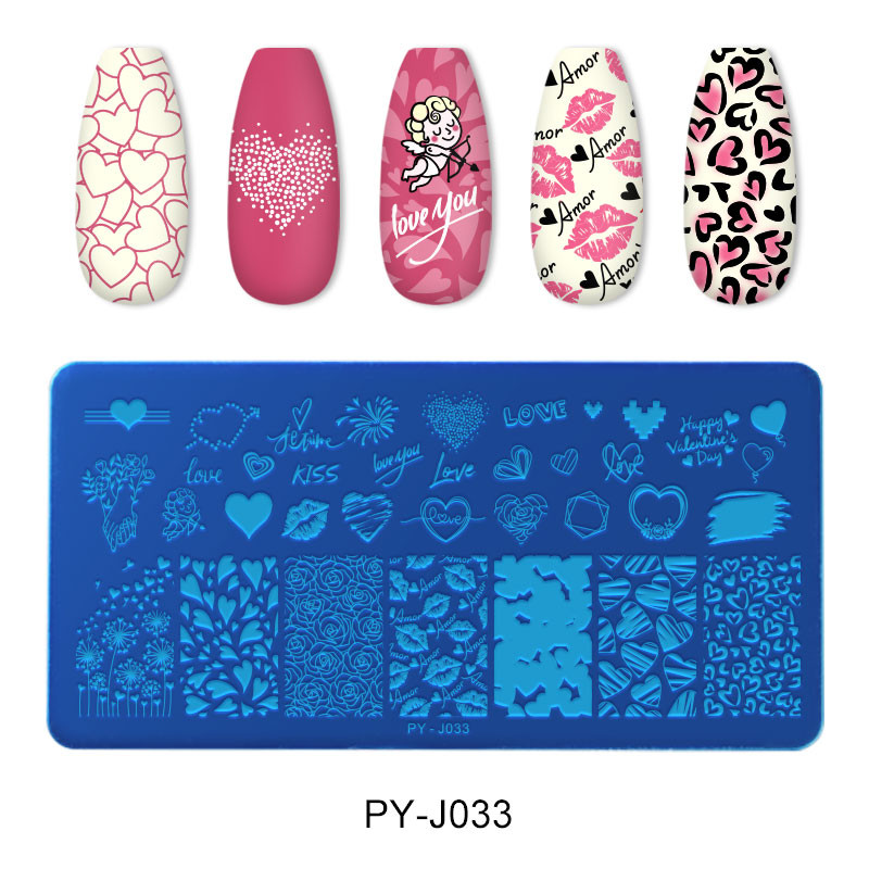 PICT You Valentine`s Day Nail Stamping Plate Rose Flower Love Nail Art Plate από ανοξείδωτο ατσάλι Εργαλεία στένσιλ για το σχεδιασμό νυχιών