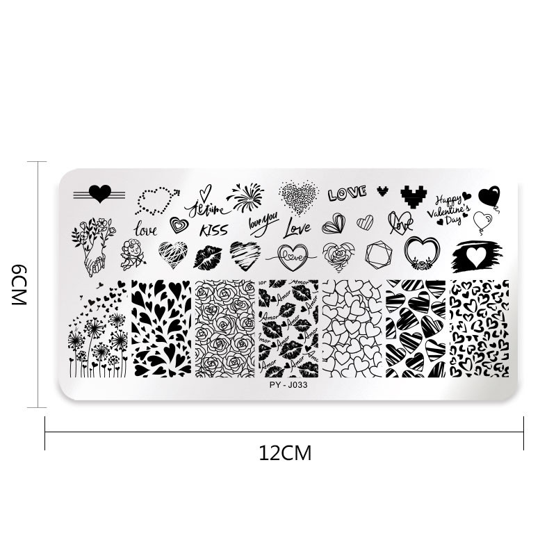 PICT You Valentine`s Day Nail Stamping Plate Rose Flower Love Nail Art Plate από ανοξείδωτο ατσάλι Εργαλεία στένσιλ για το σχεδιασμό νυχιών