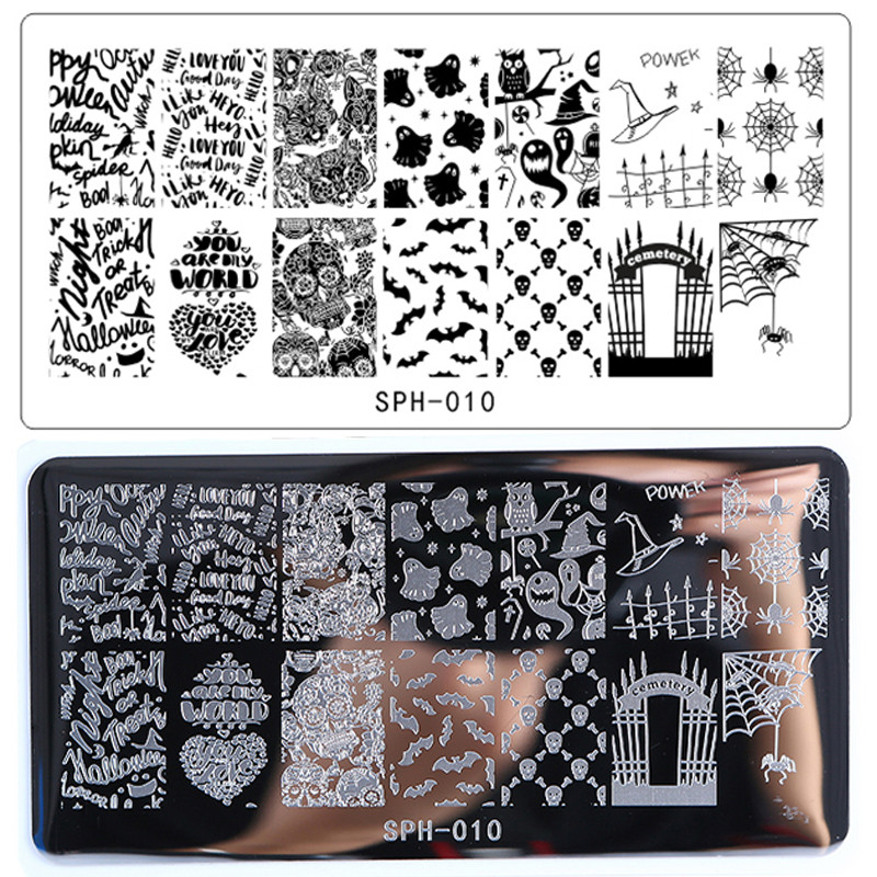 1 τεμ. Πλάκες για σφράγιση νυχιών Χριστουγεννιάτικη αποκριάτικη εικόνα Στένσιλ εικόνας από ανοξείδωτο ατσάλι 6,5*12,5 εκ. Εργαλείο διακόσμησης νυχιών εκτύπωσης#PH011-60