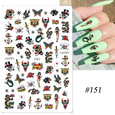 Nails Art Decoration Αυτοκόλλητα συρόμενα αυτοκόλλητα νυχιών τρισδιάστατα μαύρα αυτοκόλλητα νυχιών σε γοτθικό στυλ Dragon Snake
