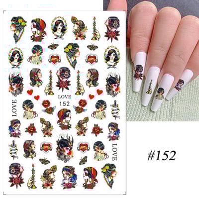 Nails Art Decoration Αυτοκόλλητα συρόμενα αυτοκόλλητα νυχιών τρισδιάστατα μαύρα αυτοκόλλητα νυχιών σε γοτθικό στυλ Dragon Snake