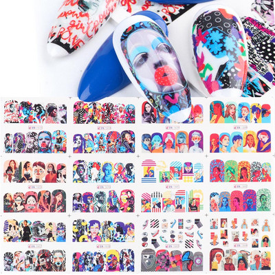 12 τμχ Χαριτωμένα χριστουγεννιάτικα αυτοκόλλητα Διακόσμηση νυχιών Διασκεδαστικό Άγιος Βασίλης Άλκη μελόψωμο Sliders Bear Water Σετ πρωτοχρονιάτικα αυτοκόλλητα SABN