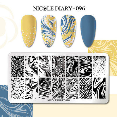 NICOLE DIARY Πλάκες σφράγισης νυχιών γραμμής λουλουδιών πεταλούδας Πρότυπα γεωμετρικών σφραγίδων με στένσιλ εκτύπωσης με λωρίδες