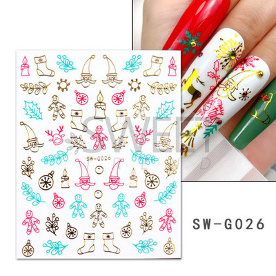 3D sõbrapäeva küünekleebis kleebis Multifilm suvine lumehelves Holly jõuluvana lind uusaasta küünte disain kaunistus maniküür SLF892