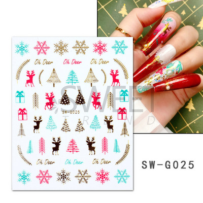 3D sõbrapäeva küünekleebis kleebis Multifilm suvine lumehelves Holly jõuluvana lind uusaasta küünte disain kaunistus maniküür SLF892