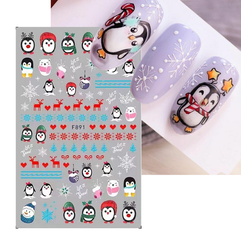 3D sõbrapäeva küünekleebis kleebis Multifilm suvine lumehelves Holly jõuluvana lind uusaasta küünte disain kaunistus maniküür SLF892