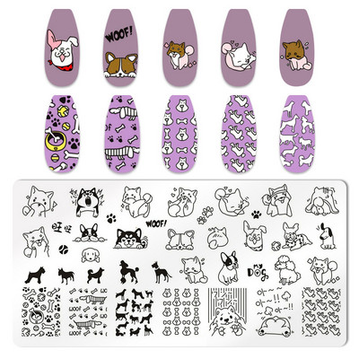 1 ΤΕΜ. Πλάκες για σφράγιση νυχιών με φωνογραφήματα Ορθογώνια στένσιλ προτύπου κινουμένων σχεδίων Νυχιών Σφραγίδα εικόνας για μανικιούρ για μανικιούρ νυχιών