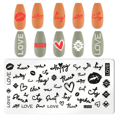 1 ΤΕΜ. Πλάκες για σφράγιση νυχιών με φωνογραφήματα Ορθογώνια στένσιλ προτύπου κινουμένων σχεδίων Νυχιών Σφραγίδα εικόνας για μανικιούρ για μανικιούρ νυχιών