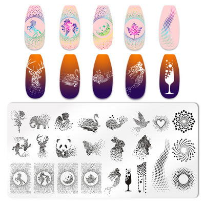 1 ΤΕΜ. Πλάκες για σφράγιση νυχιών με φωνογραφήματα Ορθογώνια στένσιλ προτύπου κινουμένων σχεδίων Νυχιών Σφραγίδα εικόνας για μανικιούρ για μανικιούρ νυχιών