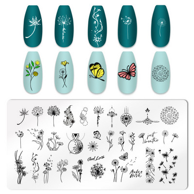 1 ΤΕΜ. Πλάκες για σφράγιση νυχιών με φωνογραφήματα Ορθογώνια στένσιλ προτύπου κινουμένων σχεδίων Νυχιών Σφραγίδα εικόνας για μανικιούρ για μανικιούρ νυχιών