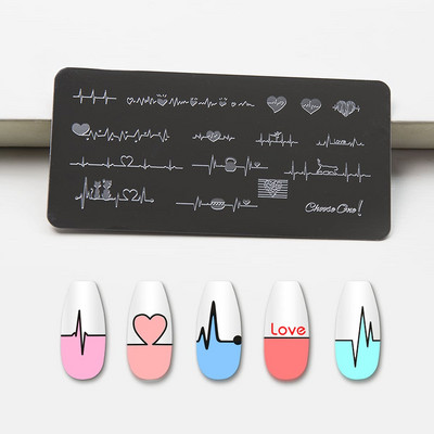 1 ΤΕΜ. Πλάκες για σφράγιση νυχιών με φωνογραφήματα Ορθογώνια στένσιλ προτύπου κινουμένων σχεδίων Νυχιών Σφραγίδα εικόνας για μανικιούρ για μανικιούρ νυχιών