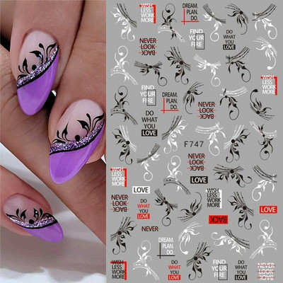 1 τμχ Γεωμετρικά συρόμενα νυχιών 3D αυτοκόλλητο αυτοκόλλητο αυτοκόλλητο μεταφοράς αυτοκόλλητα Αυτοκόλλητα αλουμινόχαρτο λουλούδι τροπικά φυτά Εικόνα Διακοσμήσεις νυχιών