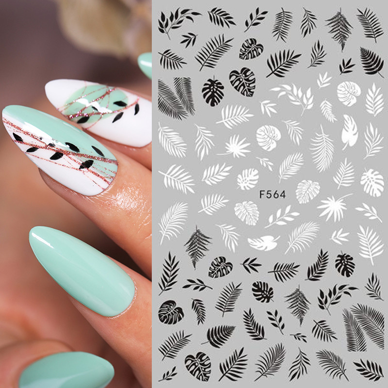 1 τμχ Γεωμετρικά συρόμενα νυχιών 3D αυτοκόλλητο αυτοκόλλητο αυτοκόλλητο μεταφοράς αυτοκόλλητα Αυτοκόλλητα αλουμινόχαρτο λουλούδι τροπικά φυτά Εικόνα Διακοσμήσεις νυχιών