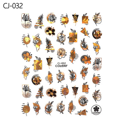 Αυτοκόλλητα με αυτοκόλλητα καρφιά με φύλλα λουλουδιών 3D ολογραφικό μαύρο χρυσό με σπινθηροβόλο αφηρημένο σχέδιο προσώπου Bee Beauty Nails