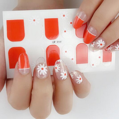 Αυτοκόλλητο 1 φύλλου Nail Art Αδιάβροχο Σχέδια καλοκαιρινά λουλούδια Πλήρες κάλυμμα ψεύτικα περιτυλίγματα νυχιών Κοσμήματα Αξεσουάρ Αυτοκόλλητα αυτοκόλλητα για νύχια