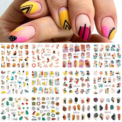 12 τμχ Αυτοκόλλητα νυχιών Tiger Nail Αυτοκόλλητα νυχιών μεταφοράς νερού Ζέβρα λύκος Ζώων με εικόνες Ζώων συρόμενα μανικιούρ καλλιτεχνική διακόσμηση LABN085-096