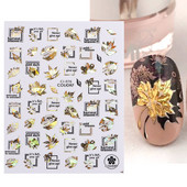 Χρυσά Φθινοπωρινά Φθινοπωρινά Φύλλα Νυχιών Σλάιντ Φύλλα σφενδάμου Γεωμετρική κορνίζα τρισδιάστατα αυτοκόλλητα αυτοκόλλητα λαμπερά αυτοκόλλητα νυχιών Διακοσμητικά φύλλα LACJ076