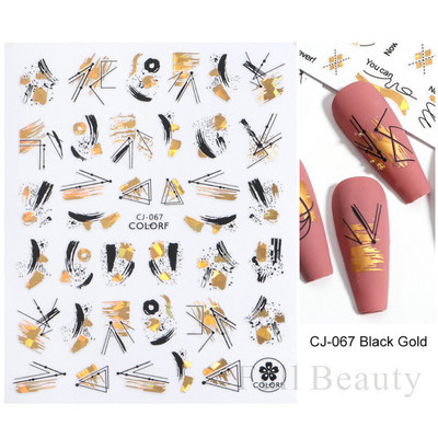 Χρυσά Φθινοπωρινά Φθινοπωρινά Φύλλα Νυχιών Σλάιντ Φύλλα σφενδάμου Γεωμετρική κορνίζα τρισδιάστατα αυτοκόλλητα αυτοκόλλητα λαμπερά αυτοκόλλητα νυχιών Διακοσμητικά φύλλα LACJ076