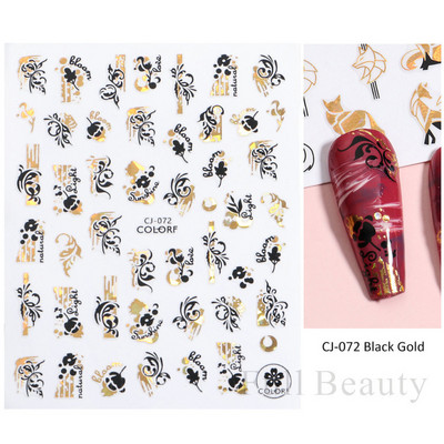 Χρυσά Φθινοπωρινά Φθινοπωρινά Φύλλα Νυχιών Σλάιντ Φύλλα σφενδάμου Γεωμετρική κορνίζα τρισδιάστατα αυτοκόλλητα αυτοκόλλητα λαμπερά αυτοκόλλητα νυχιών Διακοσμητικά φύλλα LACJ076