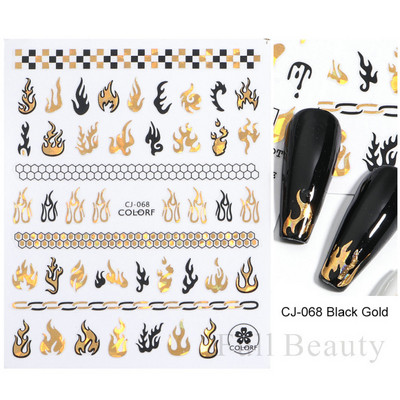 Χρυσά Φθινοπωρινά Φθινοπωρινά Φύλλα Νυχιών Σλάιντ Φύλλα σφενδάμου Γεωμετρική κορνίζα τρισδιάστατα αυτοκόλλητα αυτοκόλλητα λαμπερά αυτοκόλλητα νυχιών Διακοσμητικά φύλλα LACJ076