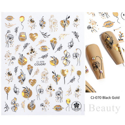 Χρυσά Φθινοπωρινά Φθινοπωρινά Φύλλα Νυχιών Σλάιντ Φύλλα σφενδάμου Γεωμετρική κορνίζα τρισδιάστατα αυτοκόλλητα αυτοκόλλητα λαμπερά αυτοκόλλητα νυχιών Διακοσμητικά φύλλα LACJ076