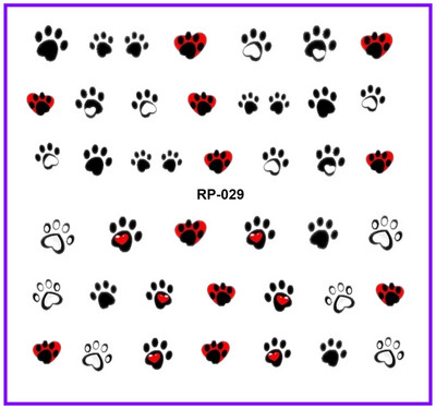 5 τμχ NAIL ART BEAUTY WATER DECAL SLIDER ΑΥΤΟΚΟΛΛΗΤΟ ΝΥΧΙΩΝ ANIMAL PET CLAW PAW ΠΟΔΙ ΕΚΤΥΠΩΜΑ ΓΛΥΚΙΑ ΚΑΡΔΙΑ ΜΑΥΡΗ ΓΑΤΑ RP025-030