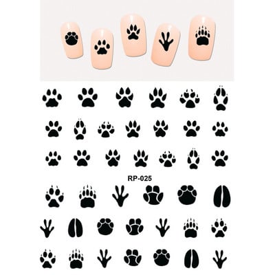 5 buc NAIL ART BEAUTY WATER DECOL SLIDER NAIL STICKER ANIMAL PET GHEARE LABA PICIOARE IMPRIMARE DULCE INIMĂ NEGRĂ PISICĂ RP025-030