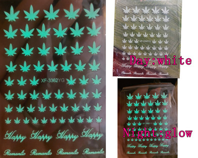 DIY αυτοκόλλητα νυχιών 3D αυτοκόλλητα αυτοκόλλητα νυχιών Pot Weed Leaf Nails Decal on Nails Μανικιούρ Διακόσμηση Σχέδιο πολύχρωμων γραμμών